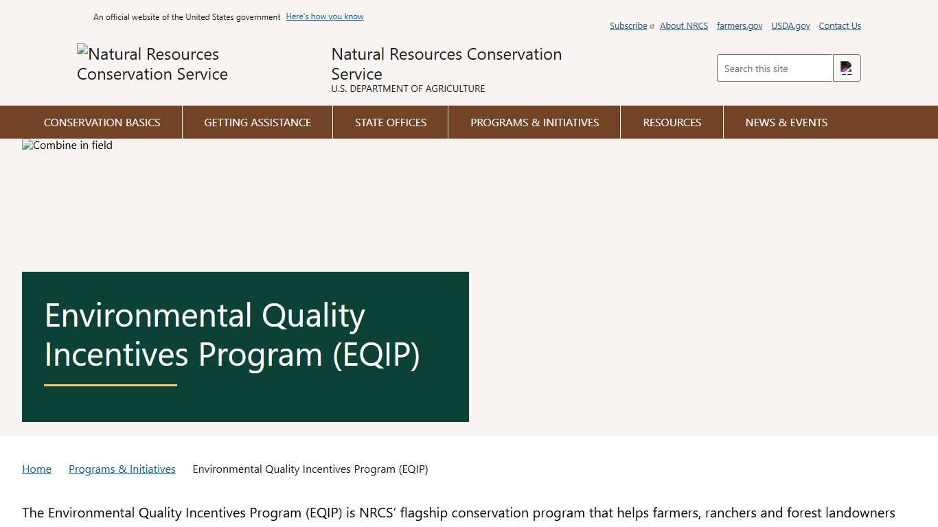 Environmental Quality Incentives Program (EQIP) Natural Resources Conservation Service